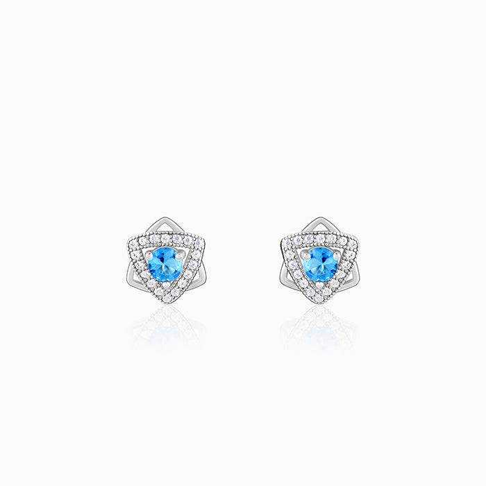 Silver Aqua Blue Star Earrings : ER0345