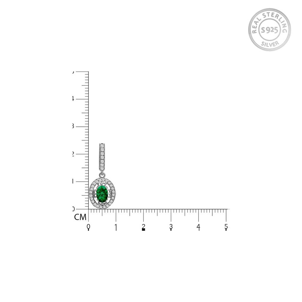 Silver Forest Green Drop Earrings : ER0355