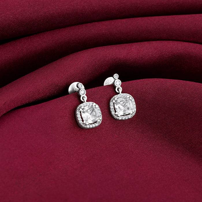Silver Zircon Halo Earrings Silver Zircon Halo Earrings · Eternz