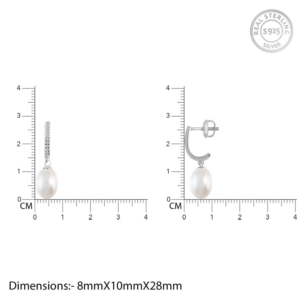 Giva 925 Silver Pearl Drop Earrings| Drops To Gift Women & Girls | With Certificate Of Aut : ER0376