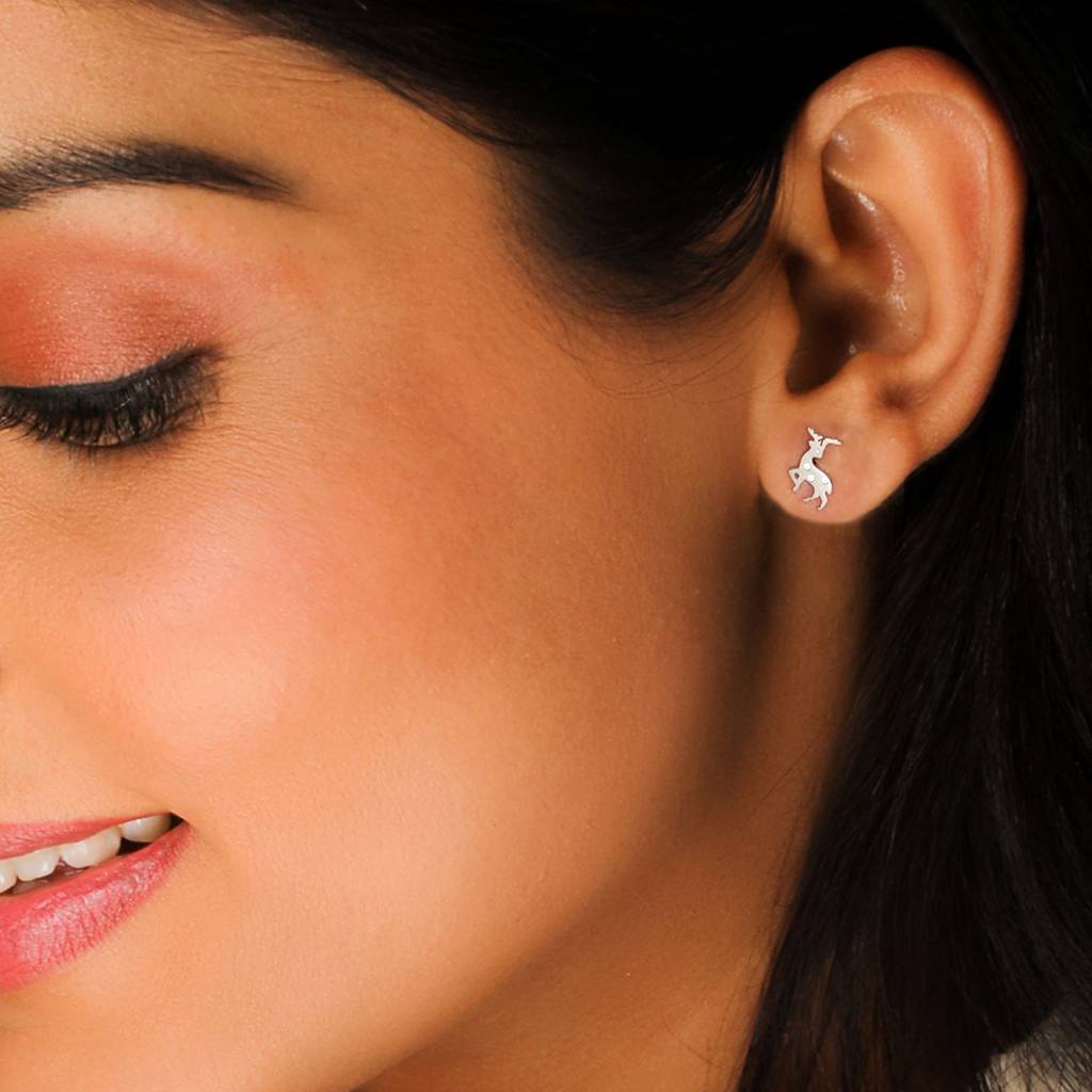 Silver Zircon Deer Stud Earrings : ER0411