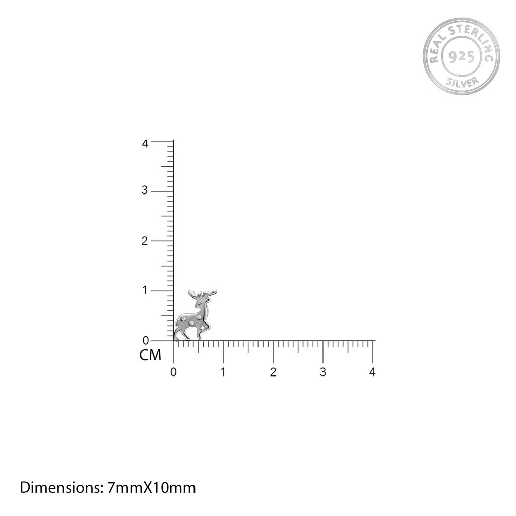 Silver Zircon Deer Stud Earrings : ER0411