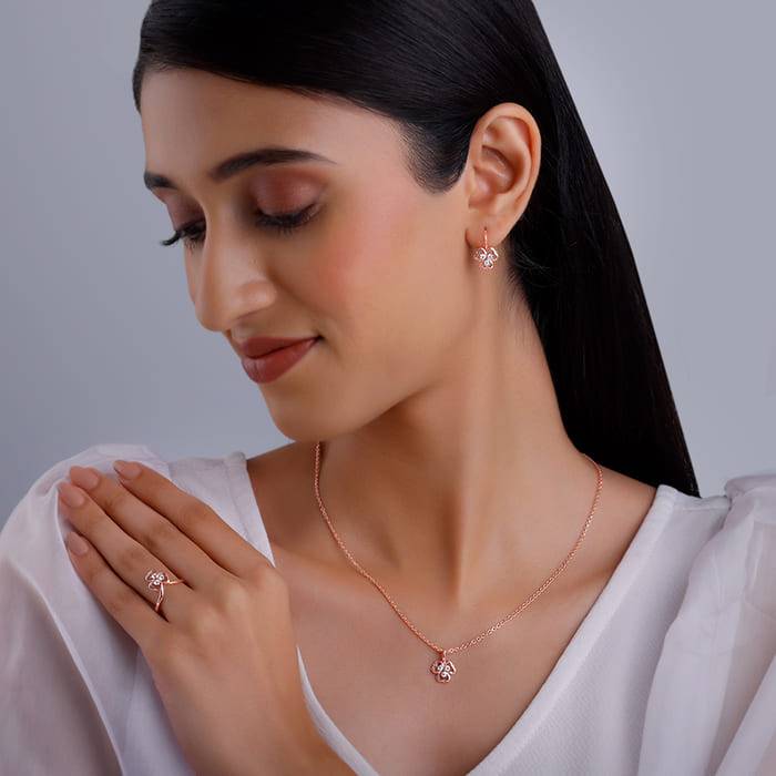 Giva 925 Silver Rose Gold Three Leaf Clover Set Of Three| Gifts For Women And Girls | With : ER0441PD02282R01606