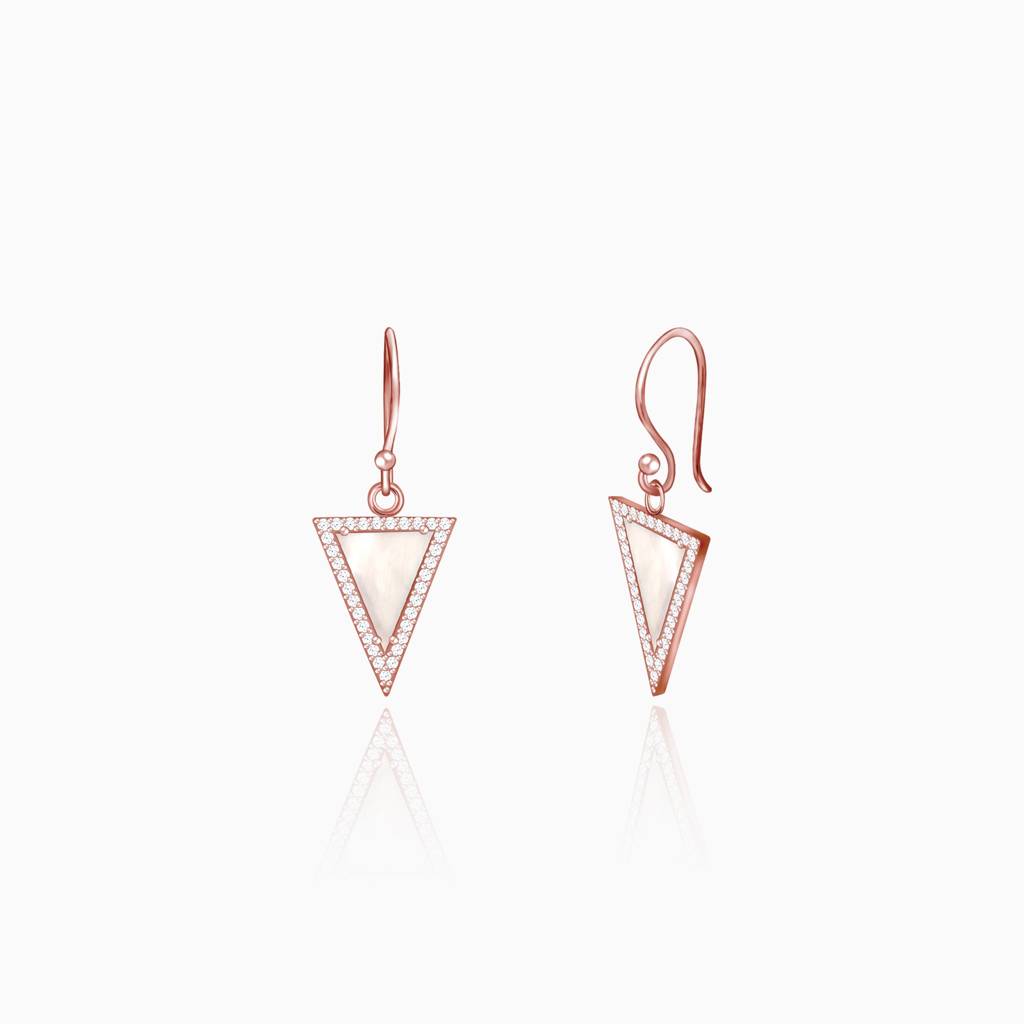 Rose Gold Geometric Triangle Drop Earrings : ER0479