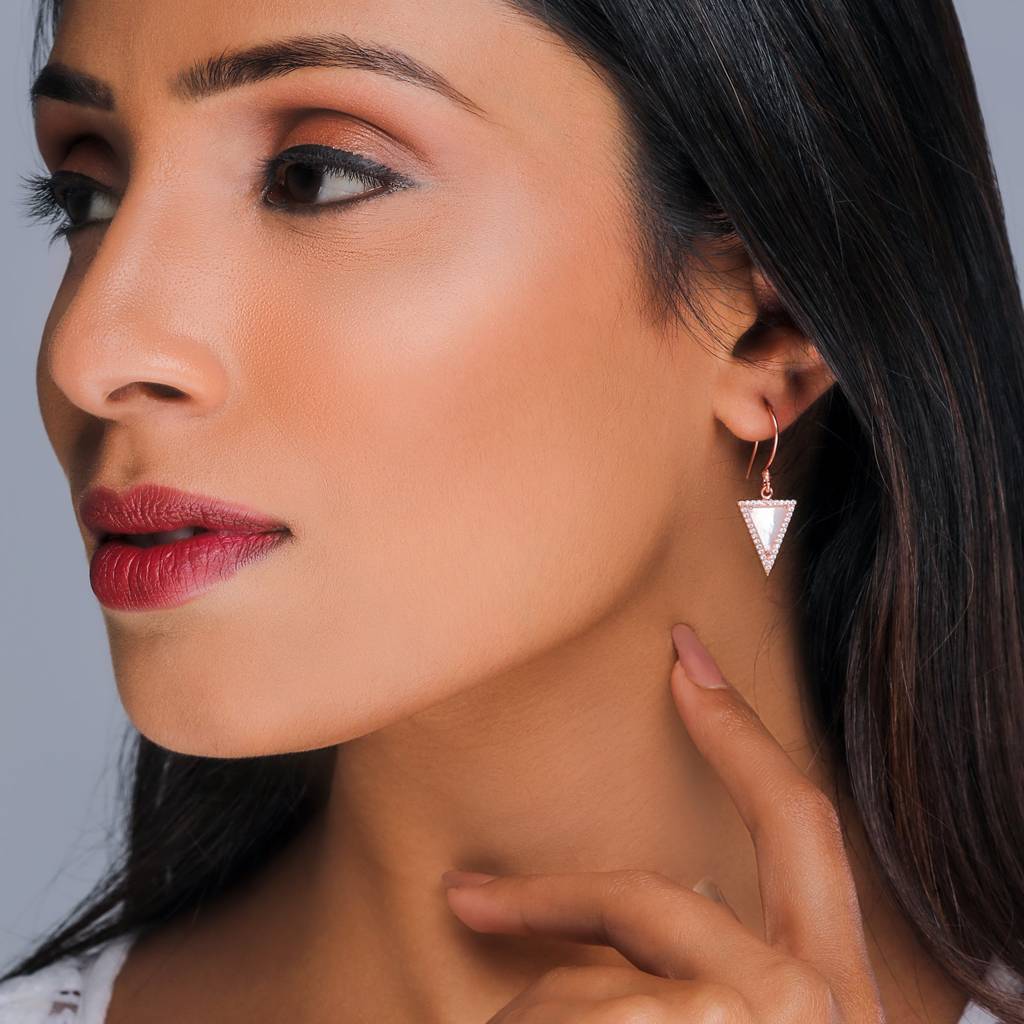 Rose Gold Geometric Triangle Drop Earrings : ER0479