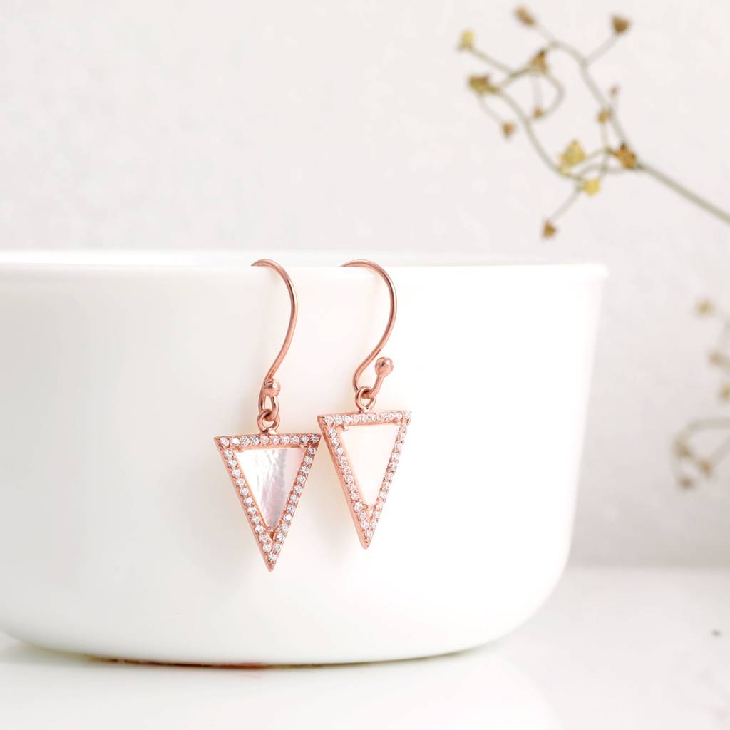 Rose Gold Geometric Triangle Drop Earrings : ER0479