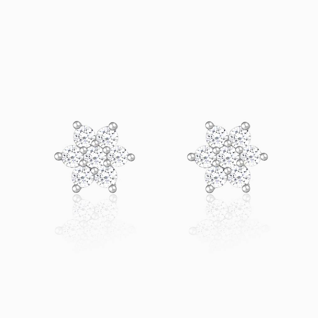 Silver Shining Flower Studs : ER0480