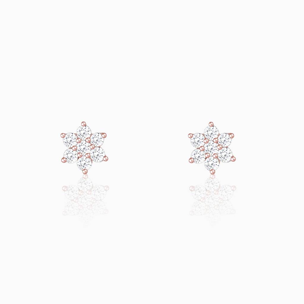 Rose Gold Shining Flower Studs : ER0481