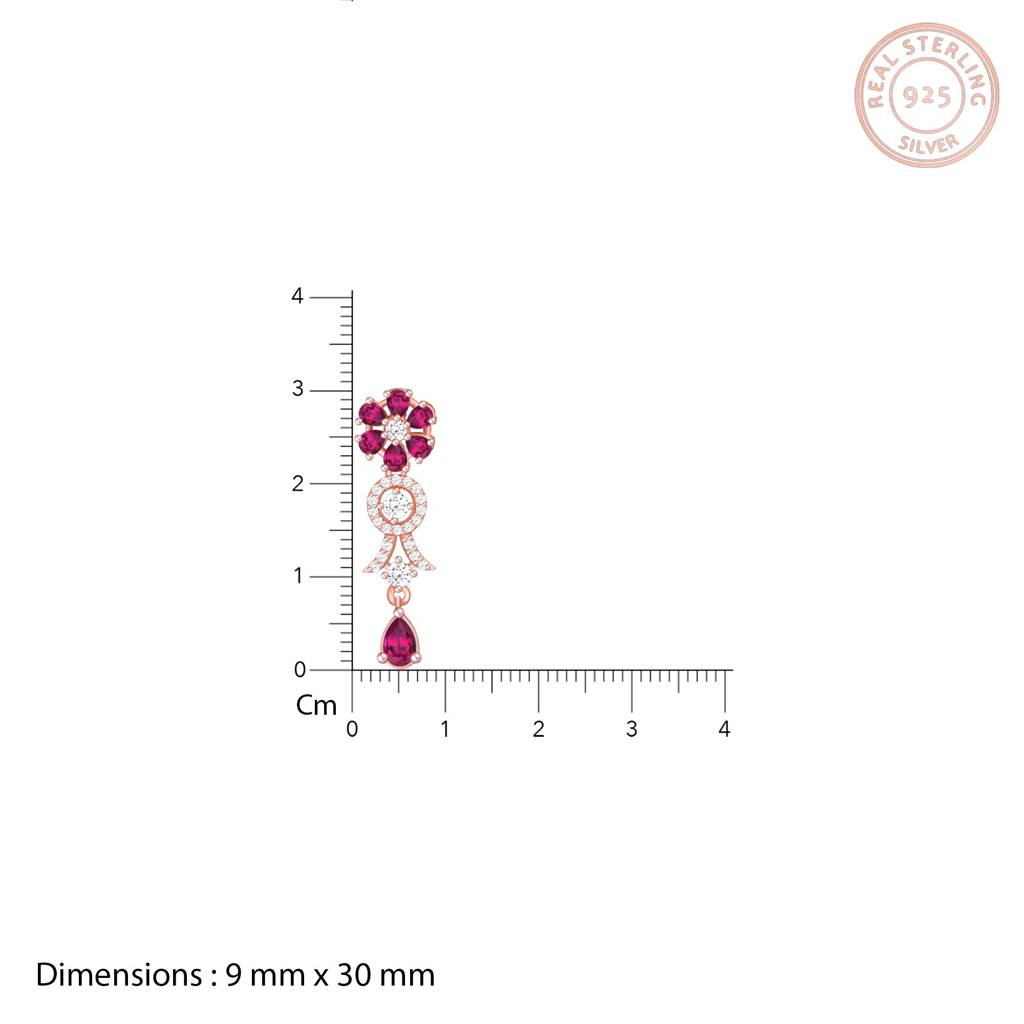Rose Gold Zircon Pink Flower Drop Danglers : ER0483