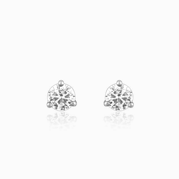 Silver Zircon Mini Studs : ER048