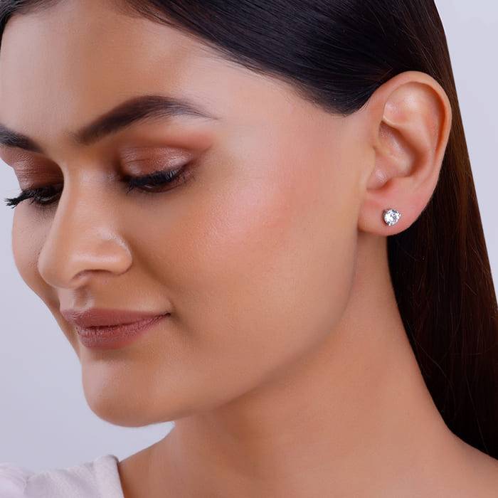 Silver Zircon Mini Studs : ER048
