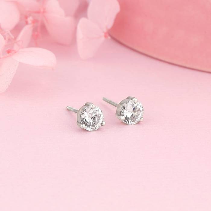 Silver Zircon Mini Studs : ER048