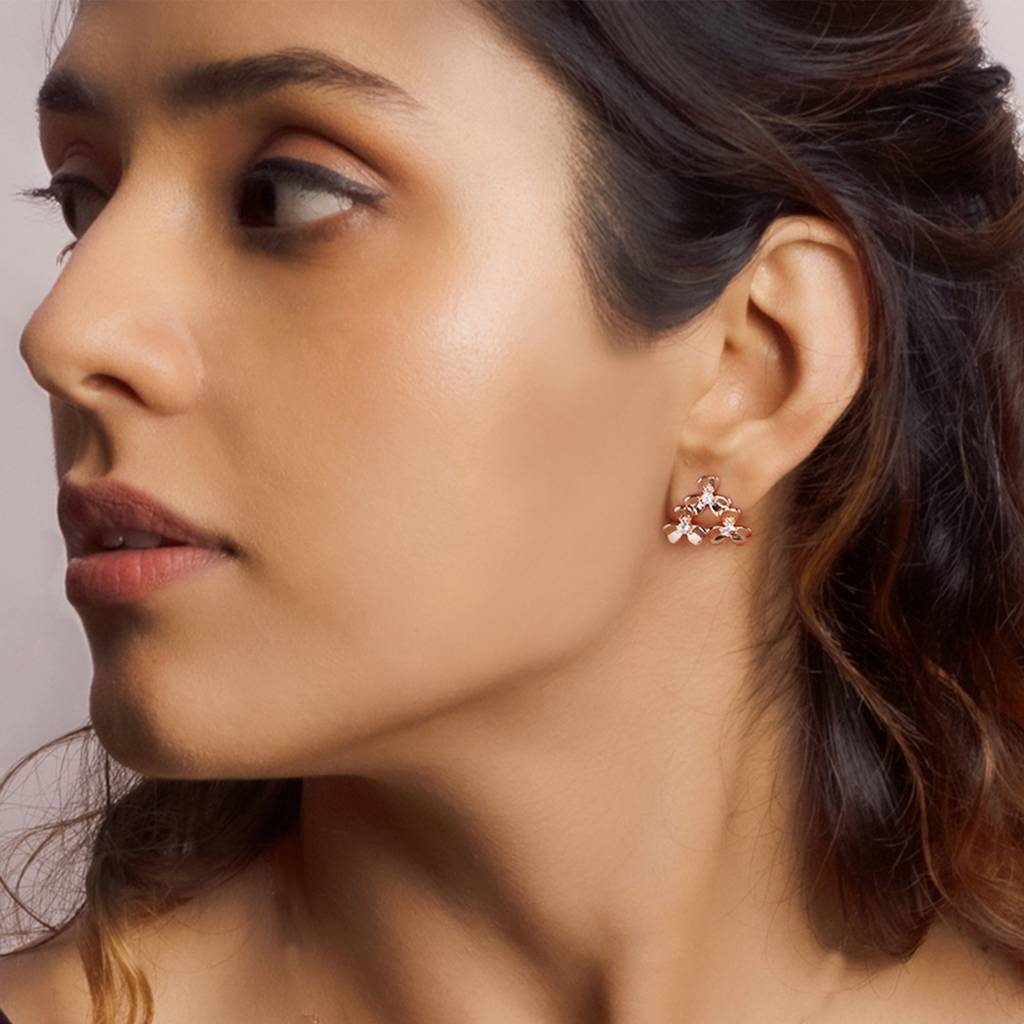 Rose Gold Blooming Flower Earrings : ER0497