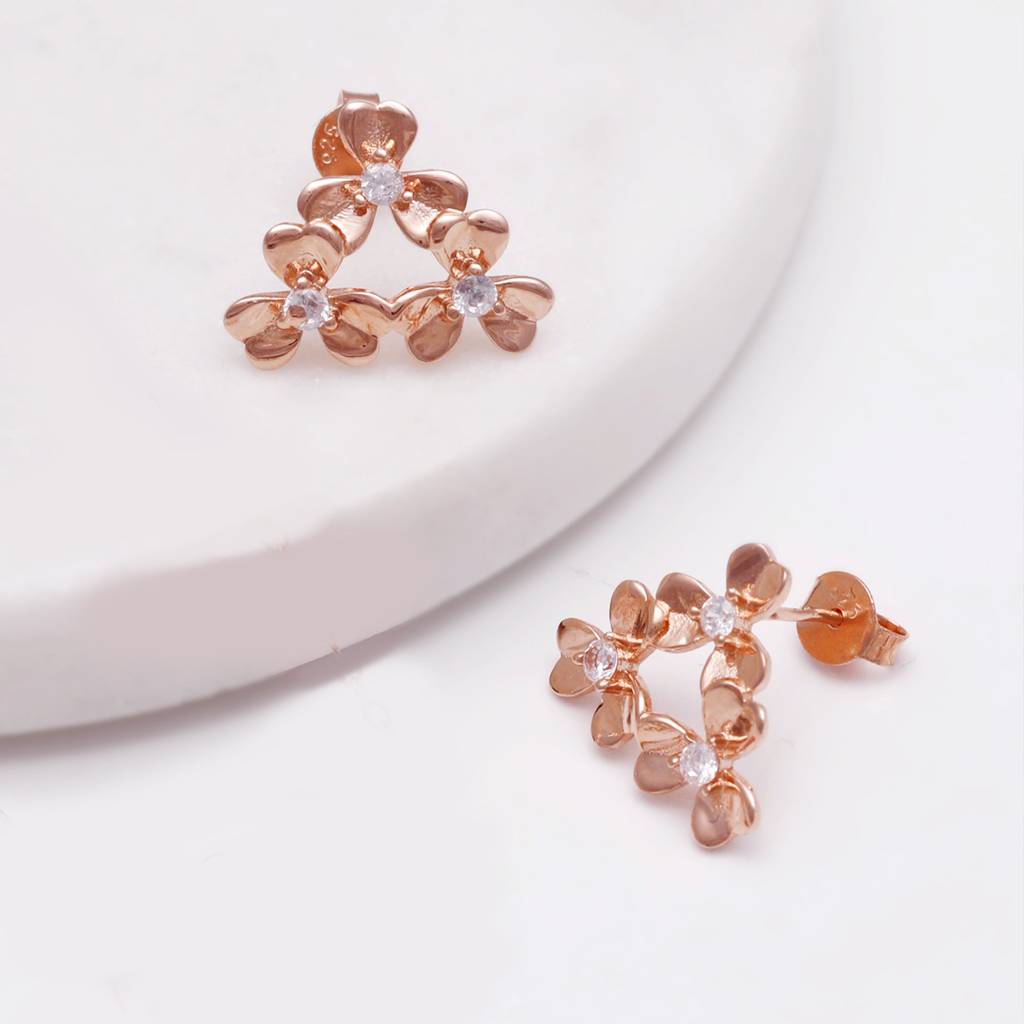 Rose Gold Blooming Flower Earrings : ER0497