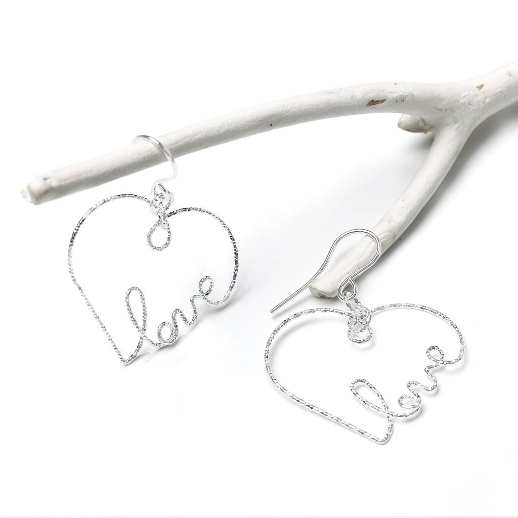 Wired Silver Heart Love Earrings : ER0541
