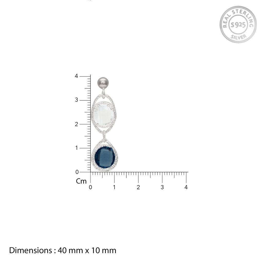 Silver Blue Stone Drop Earrings : ER0542