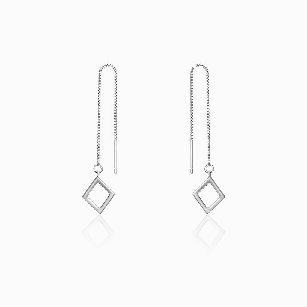 Silver Geometric String Earrings : ER0548