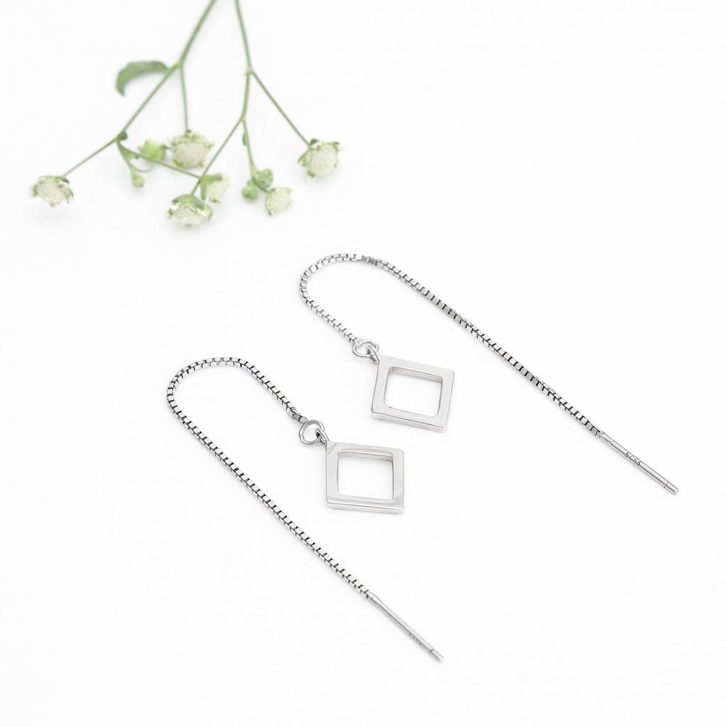 Silver Geometric String Earrings : ER0548