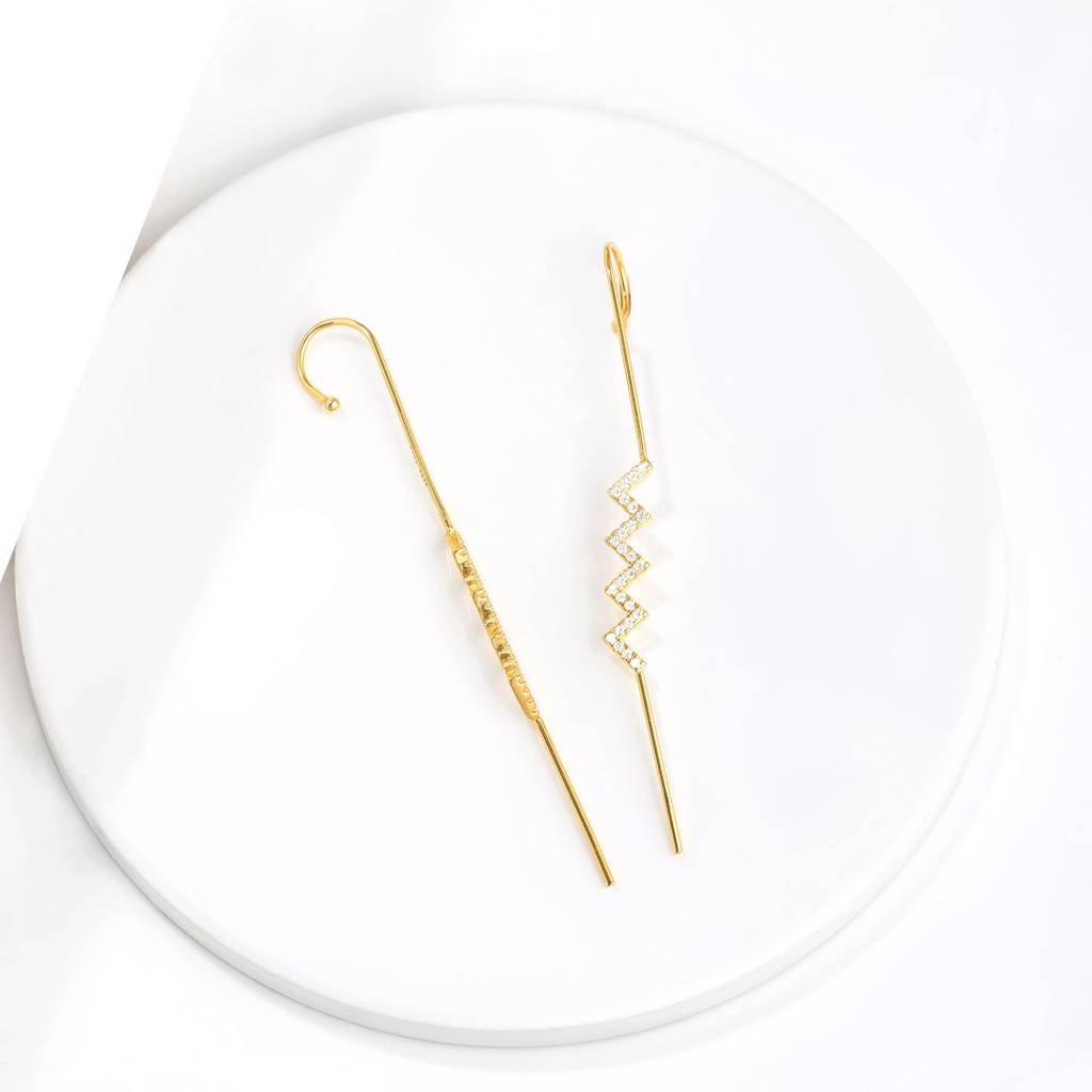 Golden Zig Zag Stick Ear Cuffs : ER0576