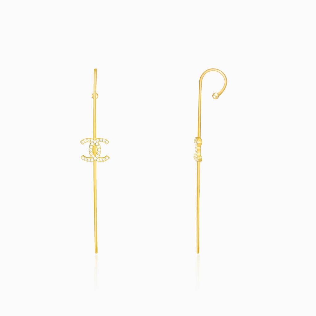 Golden Interlocked Stick Ear Cuffs : ER0578