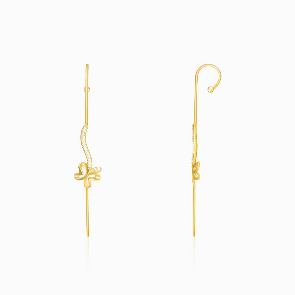 Golden Studded Flower Stick Cuffs : ER0580