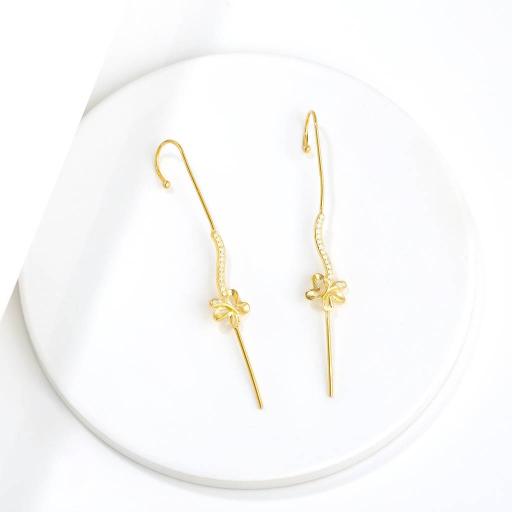 Golden Studded Flower Stick Cuffs : ER0580