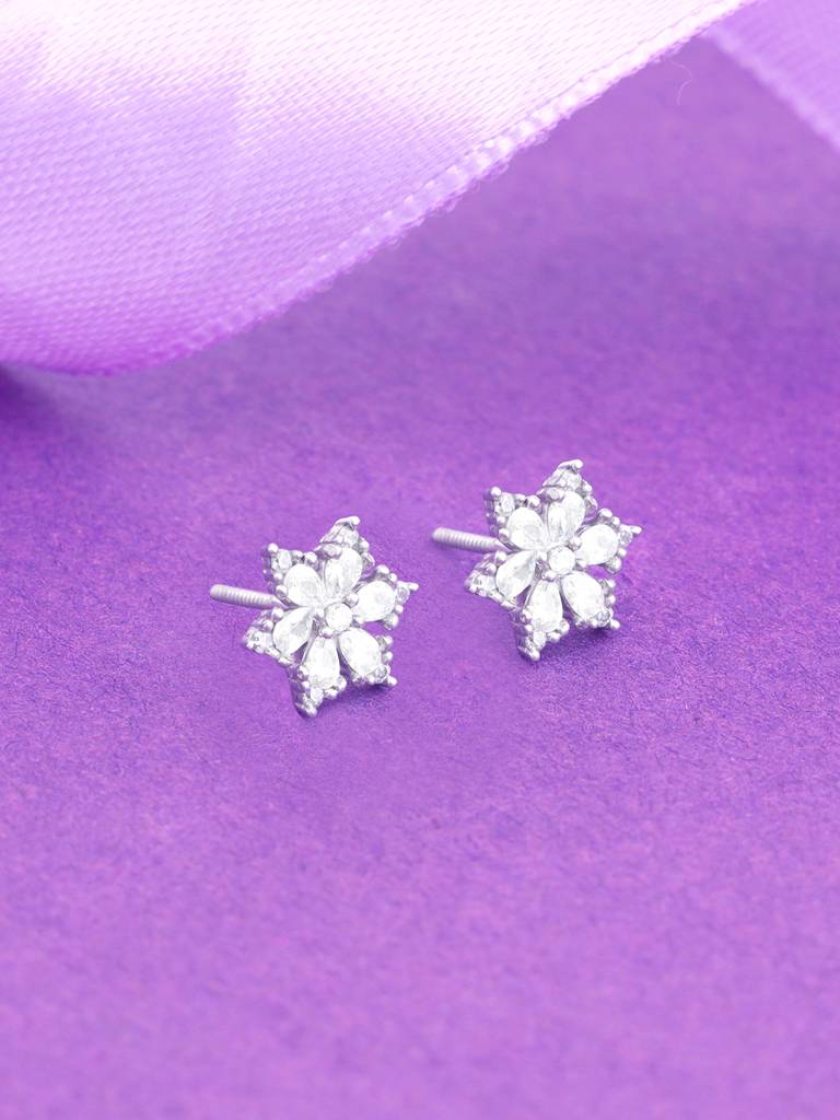 Giva 925 Silver Silver Flowery Snowflake Studs : ER0582