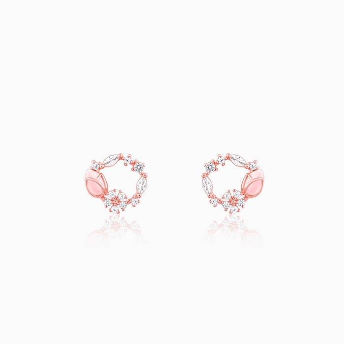 925 Silver Rose Gold Drop Wreath Studs : ER0583