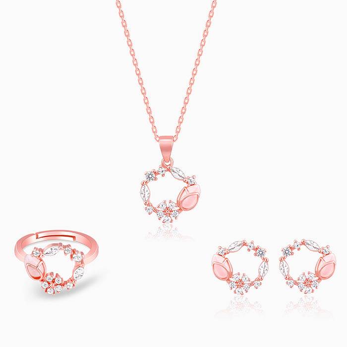 Giva 925 Silver Rose Gold Drop Wreath Set Of Three| Gifts For Women And Girls | With Certi : ER0583PD0434R01604