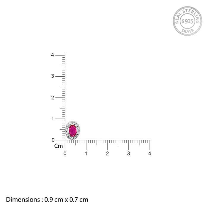 Silver Pink Oval Halo Studs : ER0587