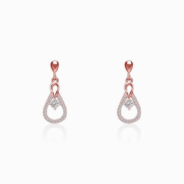 Rose Gold Zircon Drop Earrings : ER058