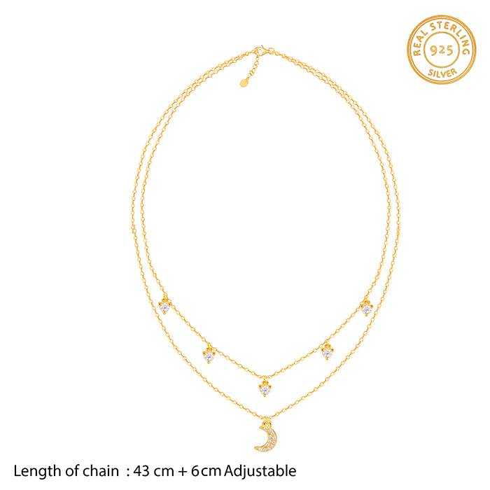 Giva 925 Silver Golden Crescent Zircon Set| Gifts For Women And Girls | With Certificate O : ER0593PD02428