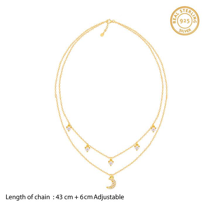Giva 925 Silver Golden Crescent Zircon Set Of Four| Gifts For Women And Girls | With Certi : ER0593PD02428R01729BR01005