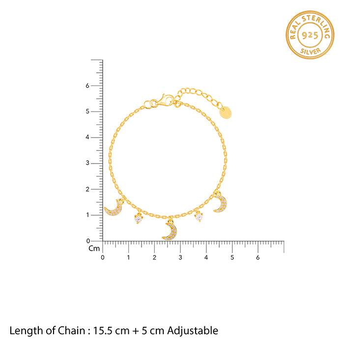 Giva 925 Silver Golden Crescent Zircon Set Of Four| Gifts For Women And Girls | With Certi : ER0593PD02428R01729BR01005