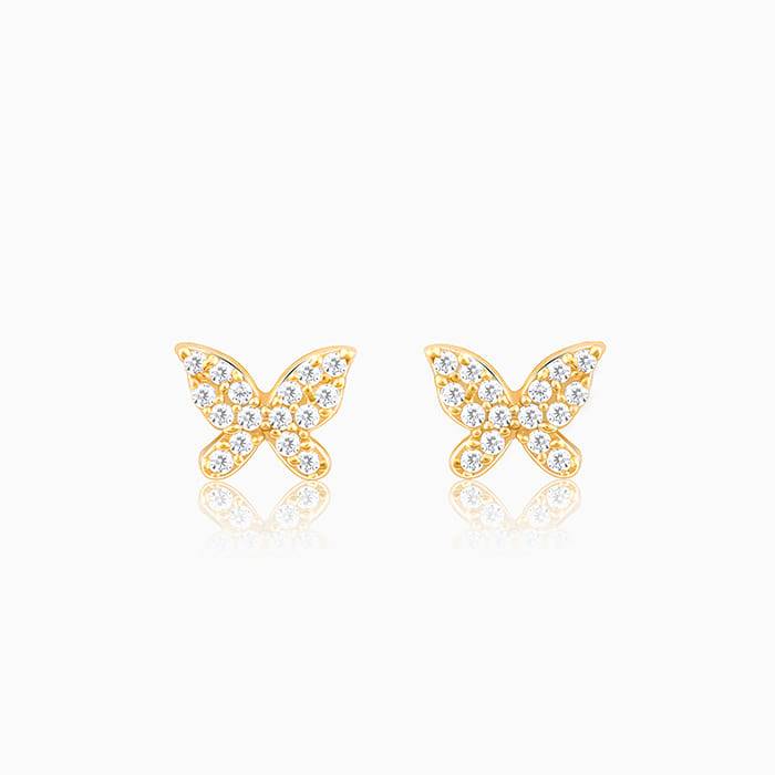 Golden Butterfly Tiny Studded Affair Earrings : ER0600
