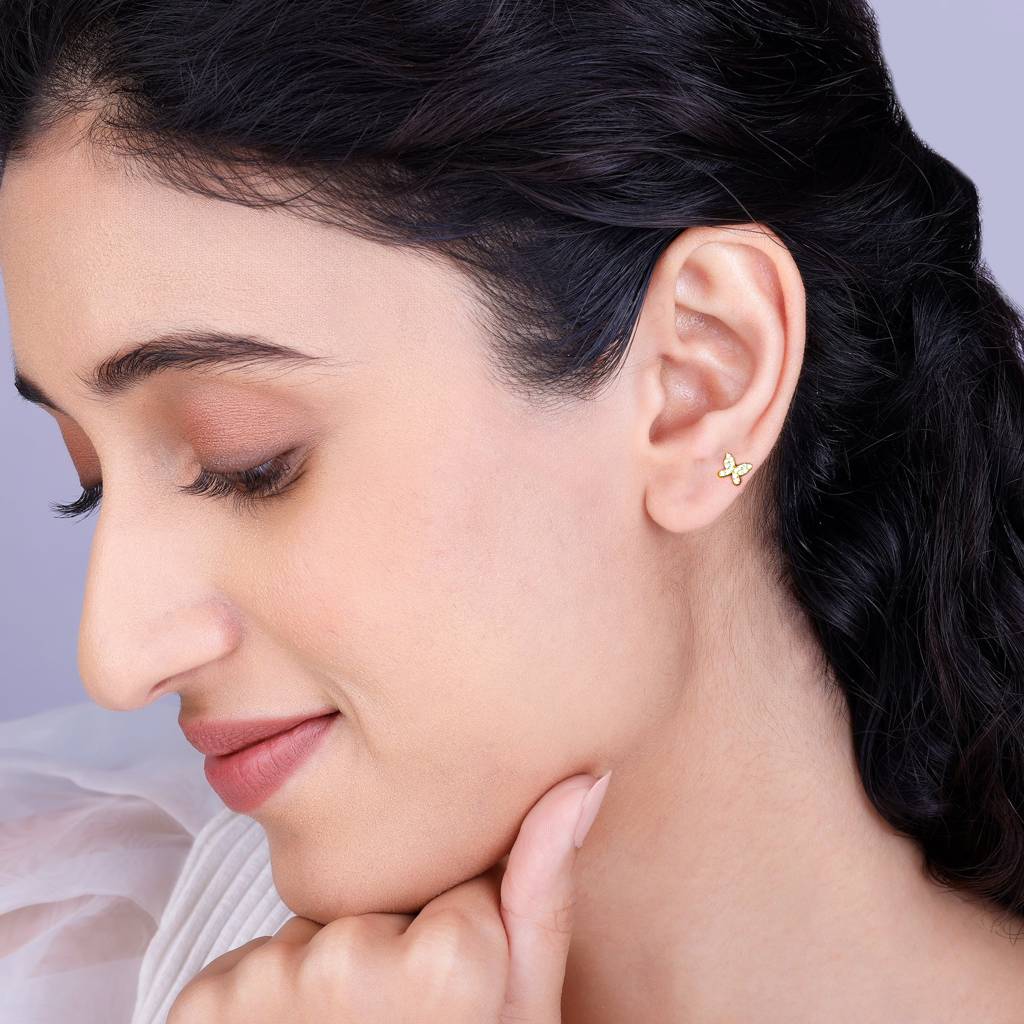 Golden Butterfly Tiny Studded Affair Earrings : ER0600