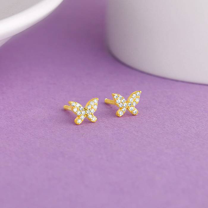 Golden Butterfly Tiny Studded Affair Earrings : ER0600