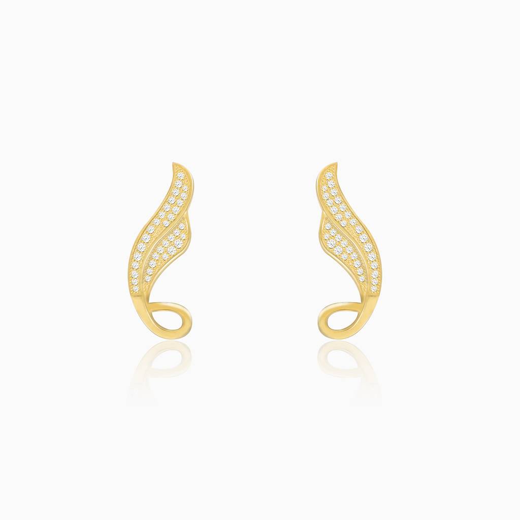 Golden Swirling Zircon Earrings : ER0604