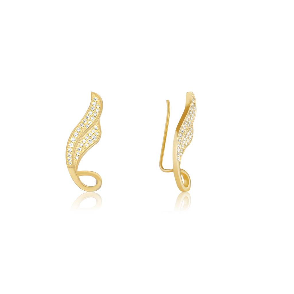 Golden Swirling Zircon Earrings : ER0604