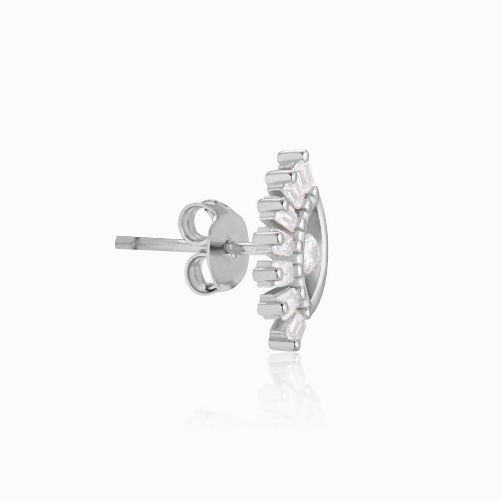 Silver Zircon Evil Eye Claw Earrings : ER0614