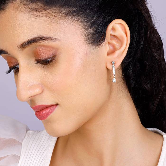 Zircon Silver Night Earrings : ER0646