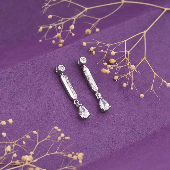 Zircon Silver Night Earrings : ER0646