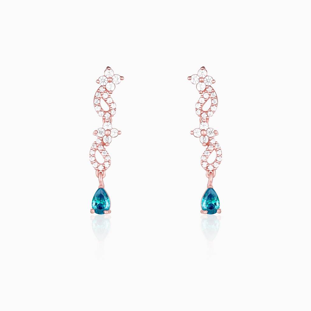 Giva 925 Silver Rose Gold Blue Moon Earrings : ER0649