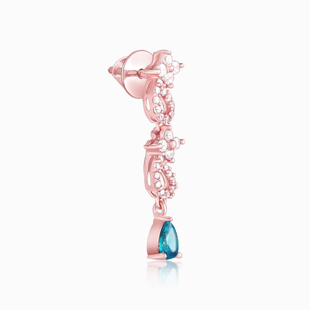 Giva 925 Silver Rose Gold Blue Moon Earrings : ER0649