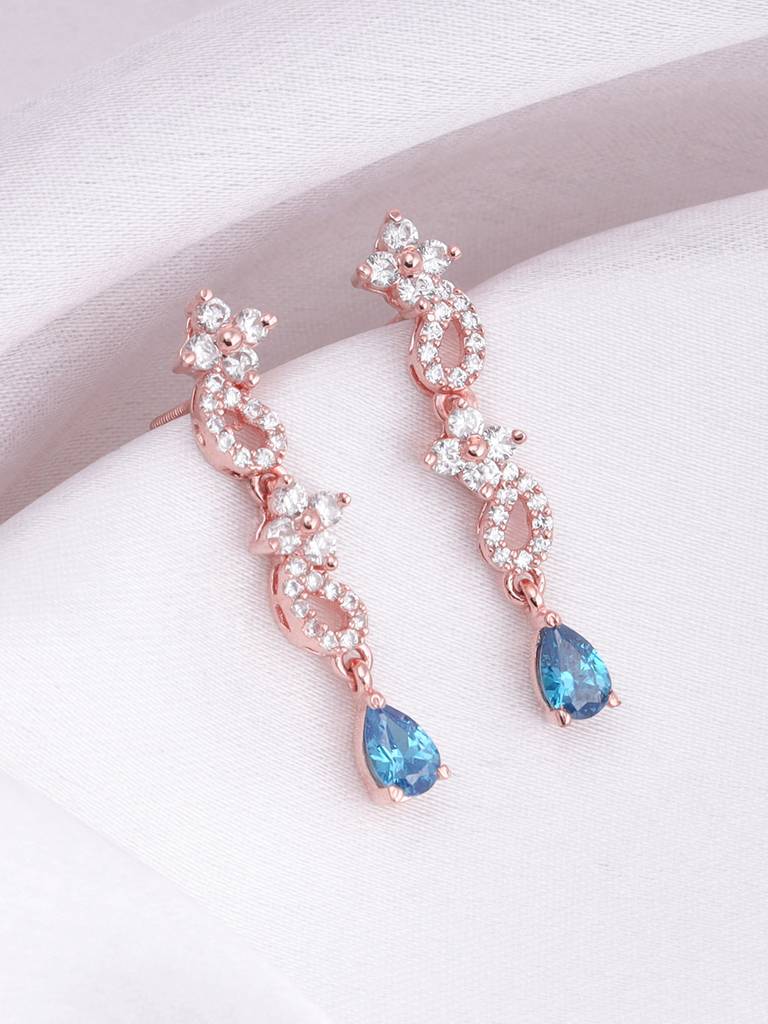 Giva 925 Silver Rose Gold Blue Moon Earrings : ER0649