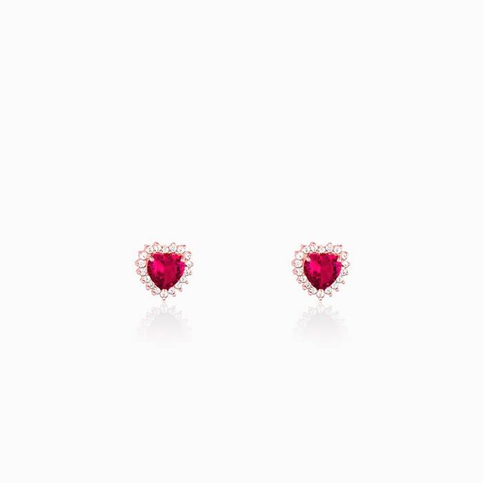 Rose Gold Take Me To Your Heart Studs : ER0659