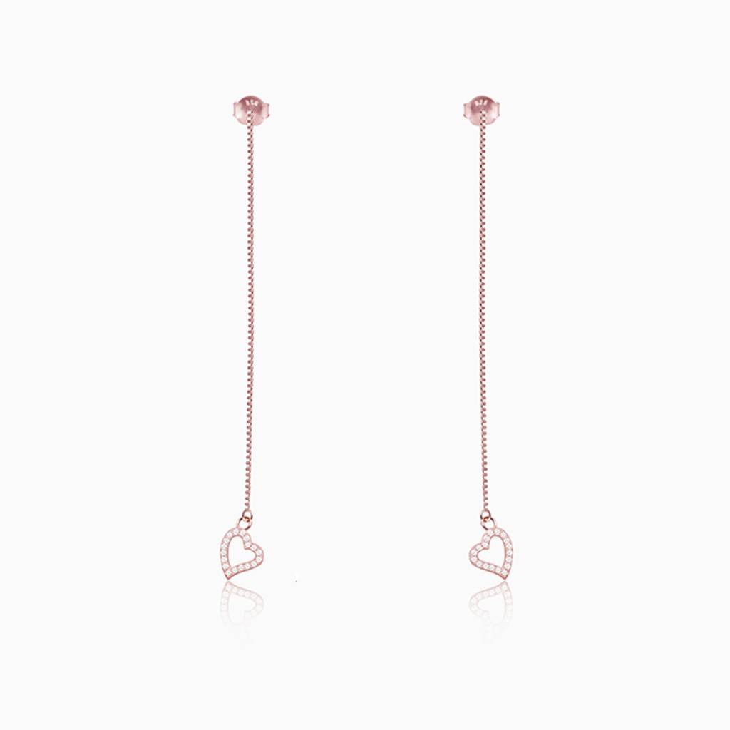 Rose Gold Swinging Love Danglers : ER0664