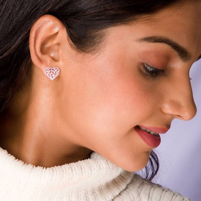 Rose Gold Heart Leaf Earrings : ER0681