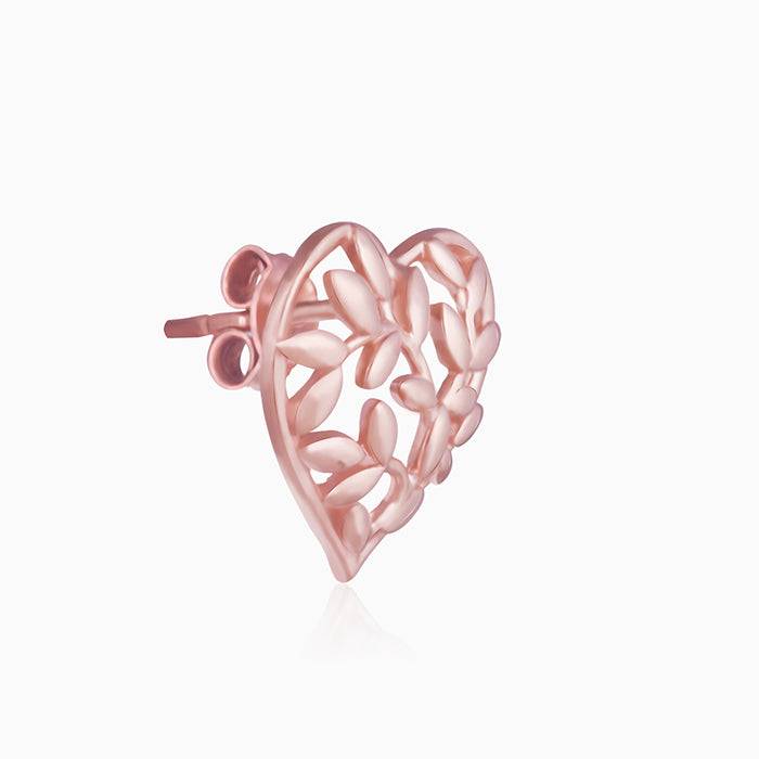 Rose Gold Heart Leaf Earrings : ER0681