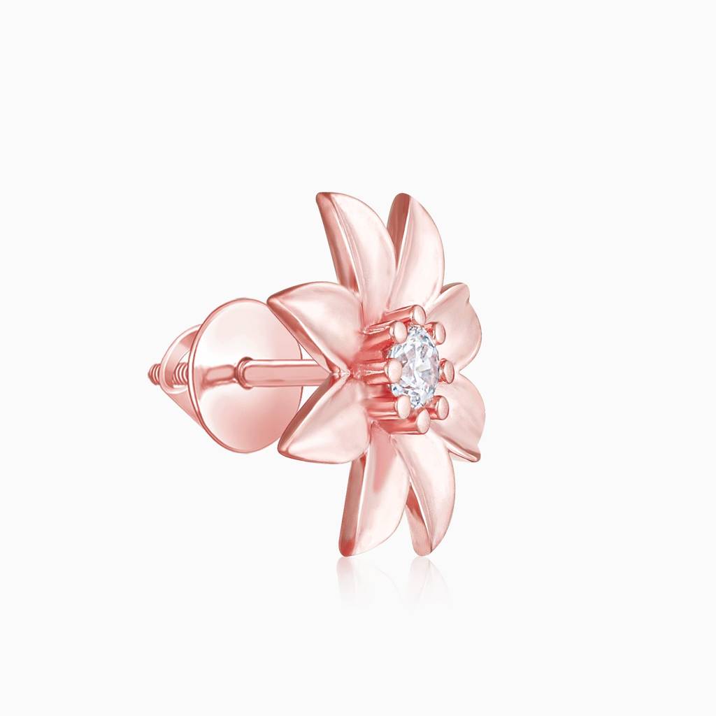 Rose Gold Magnolia Flower Studs : ER0687